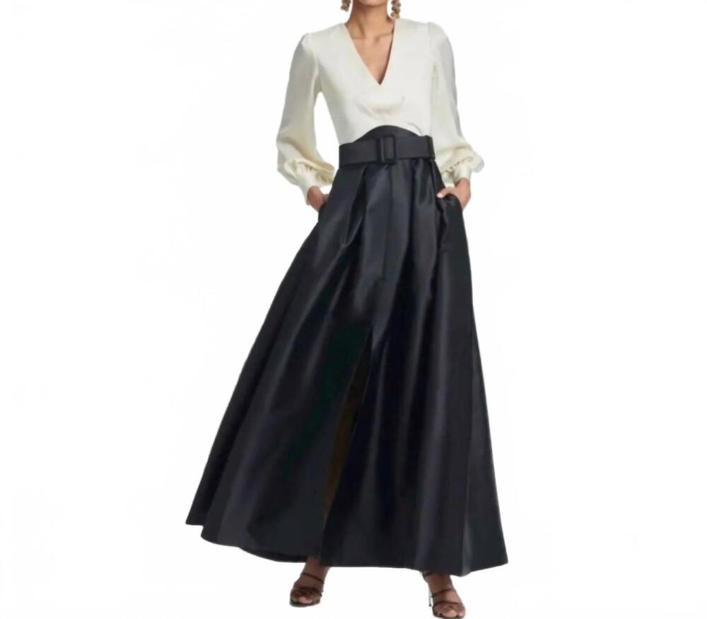 NEW SACHIN & BABI zoe mikado ball skirt gown in ivory black